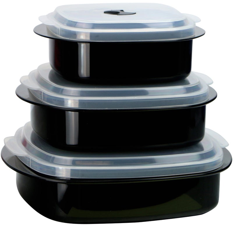 Reston Lloyd Calypso Basics by Reston Lloyd 6-Piece Microwave Cookware, Steamer and Storage Set, Black - Image 1